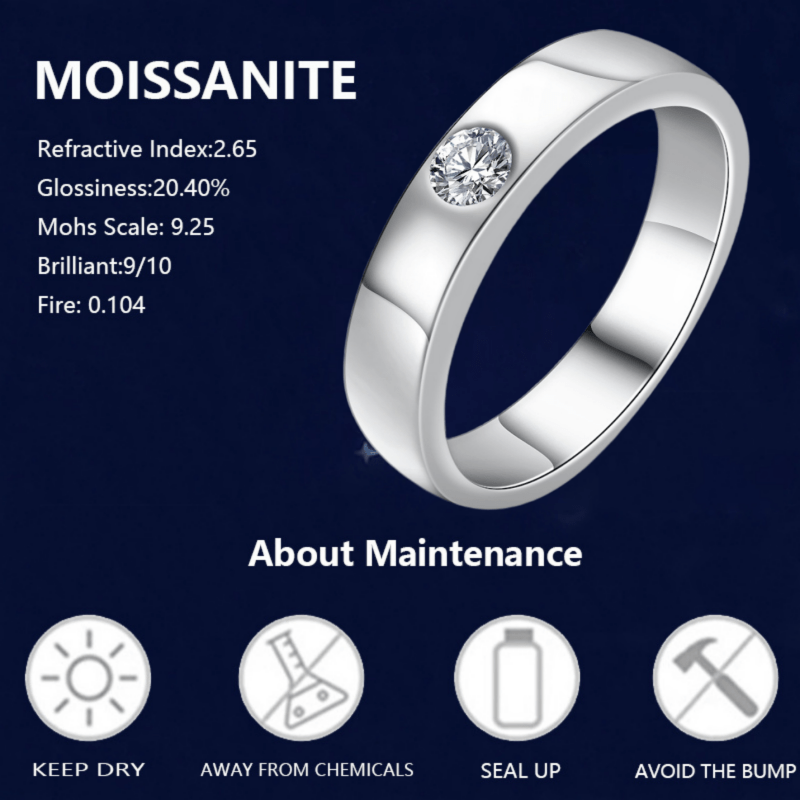 Unisex Couple's 925 Silvery Moissanite Wedding Ring